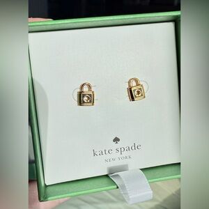 NEW Kate Spade Gold and Black Lock Earrings